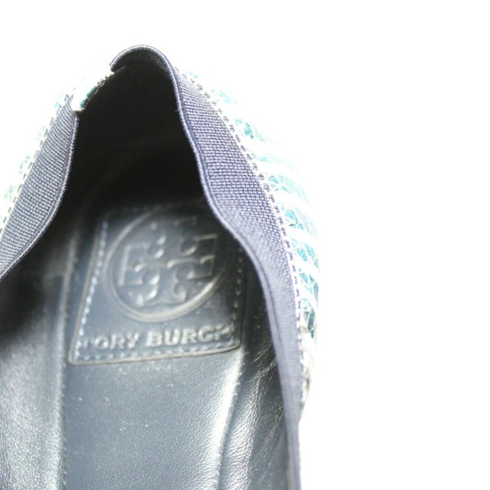 Tory Burch Caroline 2 Striped Ballet Flats Navy White Gold Shoes Size 7.5 H13069 - Picture 6 of 11